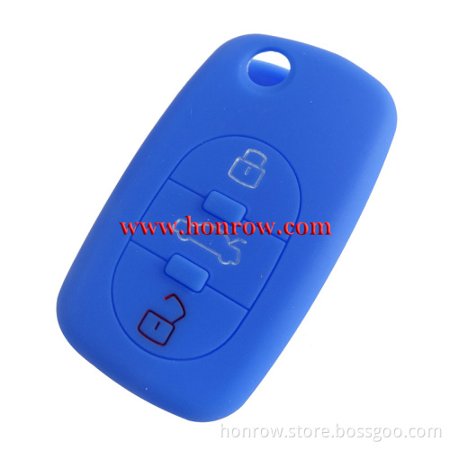 New arrival 3 button Silicone key cover for Audi key (black,blue,green ,red,yellow color) silicone remote key cover